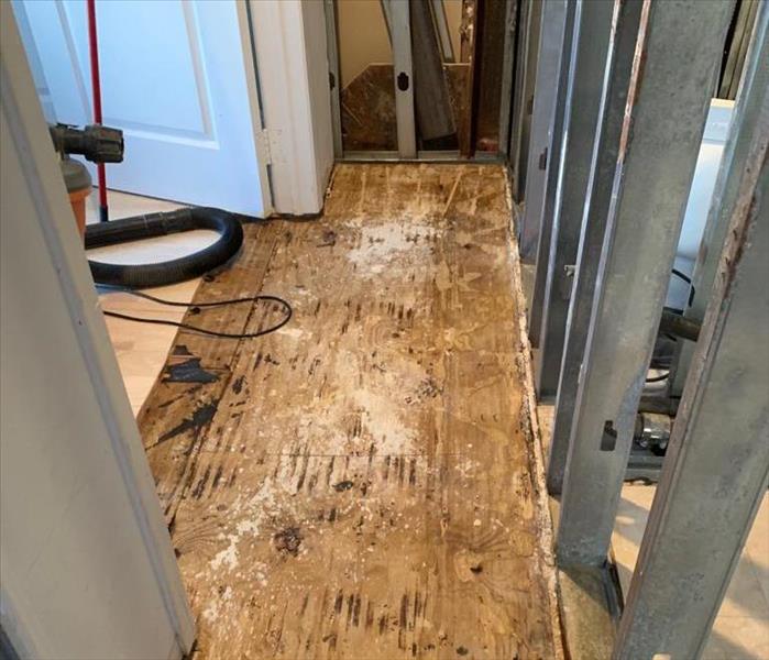 demo flood damaged hallway in house